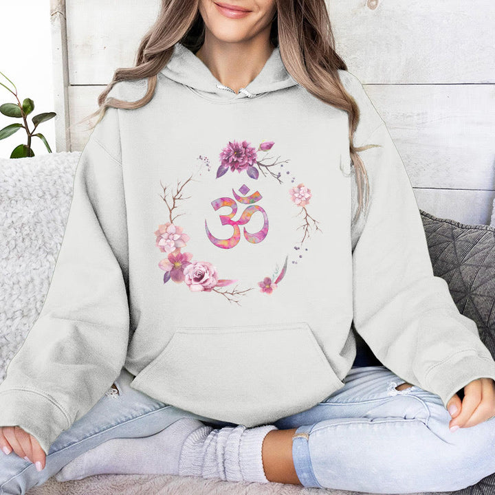 Olivenorma OM Symbol Flowers Maglioni Ispiratori Felpe Casual Yoga - Bianco - 2XL - image 7
