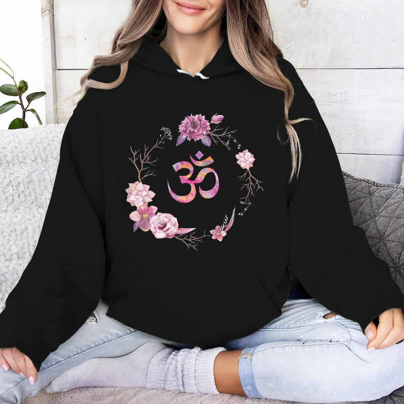 Olivenorma OM Symbol Flowers Maglioni Ispiratori Felpe Casual Yoga - Nero - 2XL - image 5