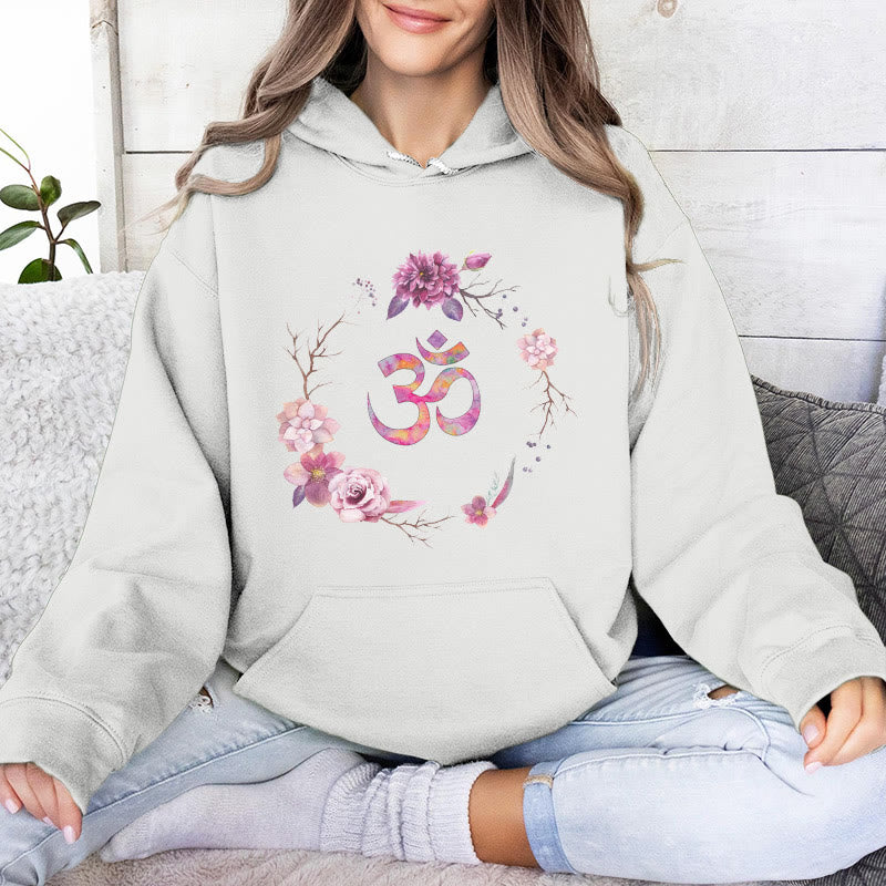 Olivenorma OM Symbol Flowers Maglioni Ispiratori Felpe Casual Yoga - Bianco - 2XL - image 7