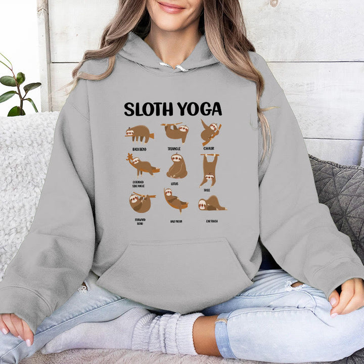 Olivenorma Felpe con cappuccio in pile con bradipo divertente, pose yoga, meditazione e yoga - Grigio - 2XL - image 8
