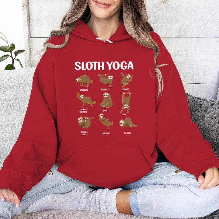 Olivenorma Felpe con cappuccio in pile con bradipo divertente, pose yoga, meditazione e yoga - Rosso - 2XL - image 14