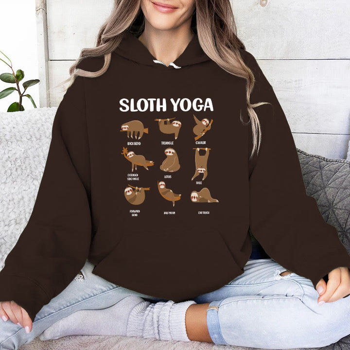 Olivenorma Felpe con cappuccio in pile con bradipo divertente, pose yoga, meditazione e yoga - image 11