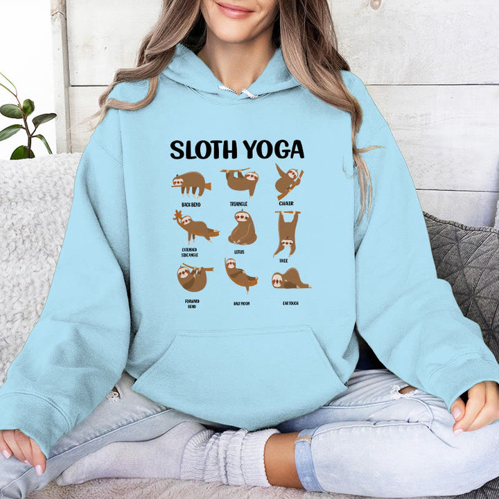 Olivenorma Felpe con cappuccio in pile con bradipo divertente, pose yoga, meditazione e yoga - Blu - 2XL - image 16