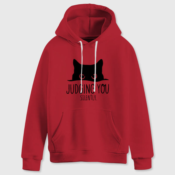 Olivenorma JUDGING YOU SILENTLY Felpe con cappuccio larghe da donna e uomo con gattino carino - image 11