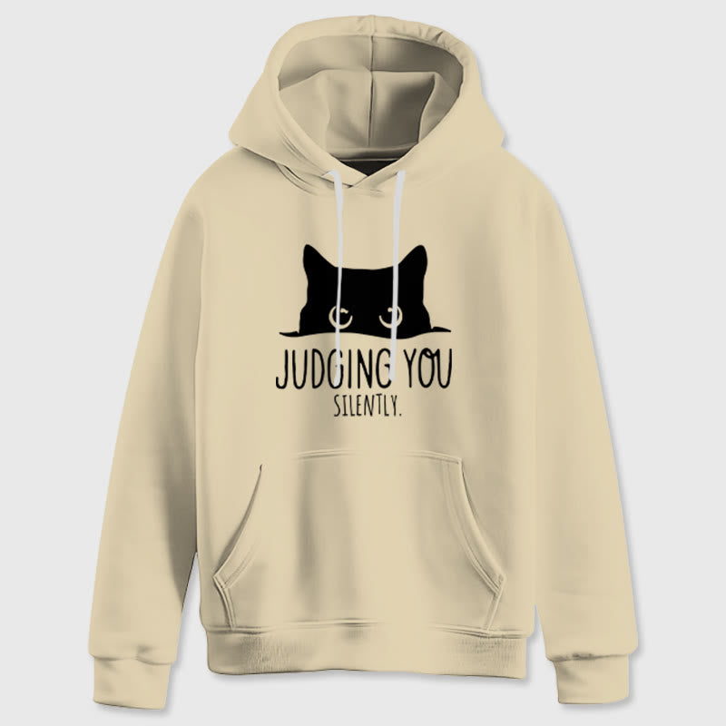 Olivenorma JUDGING YOU SILENTLY Felpe con cappuccio larghe da donna e uomo con gattino carino - image 9