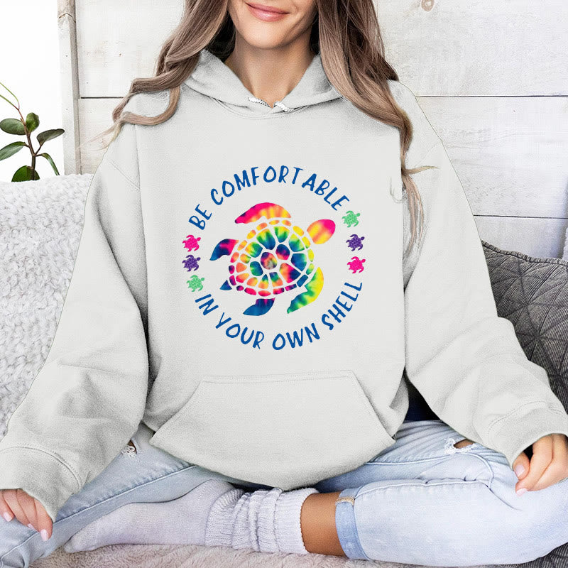 Olivenorma "SENTITI A TUO AGIO NEL TUO GUSCIO" Tartaruga marina Felpe con cappuccio spirituali Felpe con cappuccio in pile - Bianco - 2XL - image 0