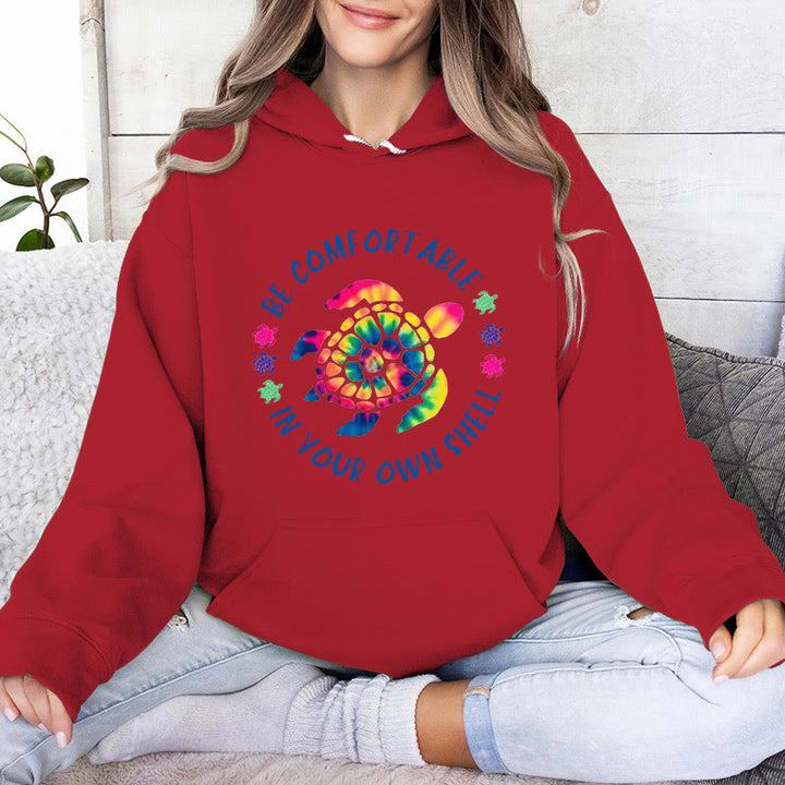 Olivenorma "SENTITI A TUO AGIO NEL TUO GUSCIO" Tartaruga marina Felpe con cappuccio spirituali Felpe con cappuccio in pile - Rosso - 2XL - image 12