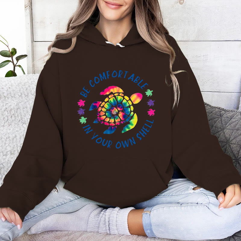 Olivenorma "SENTITI A TUO AGIO NEL TUO GUSCIO" Tartaruga marina Felpe con cappuccio spirituali Felpe con cappuccio in pile - Marrone - 2XL - image 8