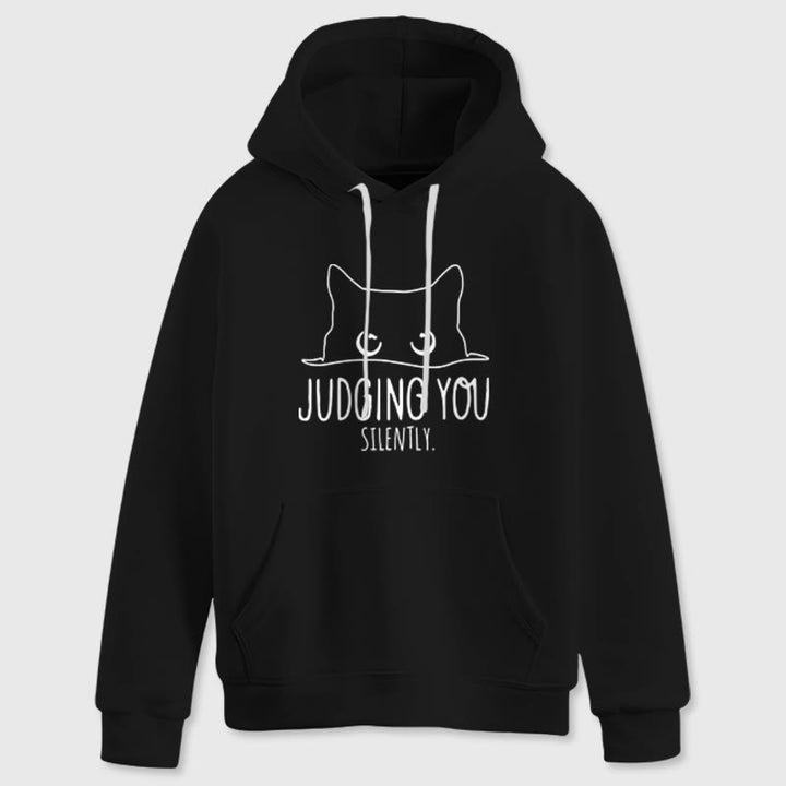 Olivenorma JUDGING YOU SILENTLY Felpe con cappuccio larghe da donna e uomo con gattino carino - image 13