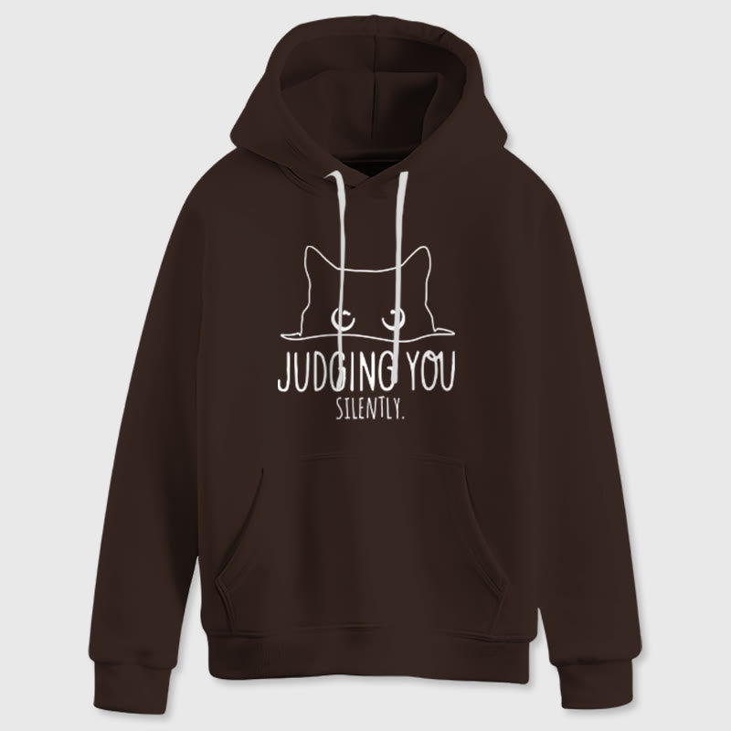 Olivenorma JUDGING YOU SILENTLY Felpe con cappuccio larghe da donna e uomo con gattino carino - image 15