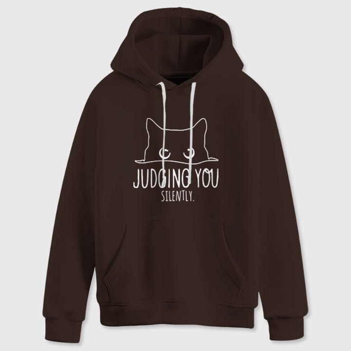 Olivenorma JUDGING YOU SILENTLY Felpe con cappuccio larghe da donna e uomo con gattino carino - image 15
