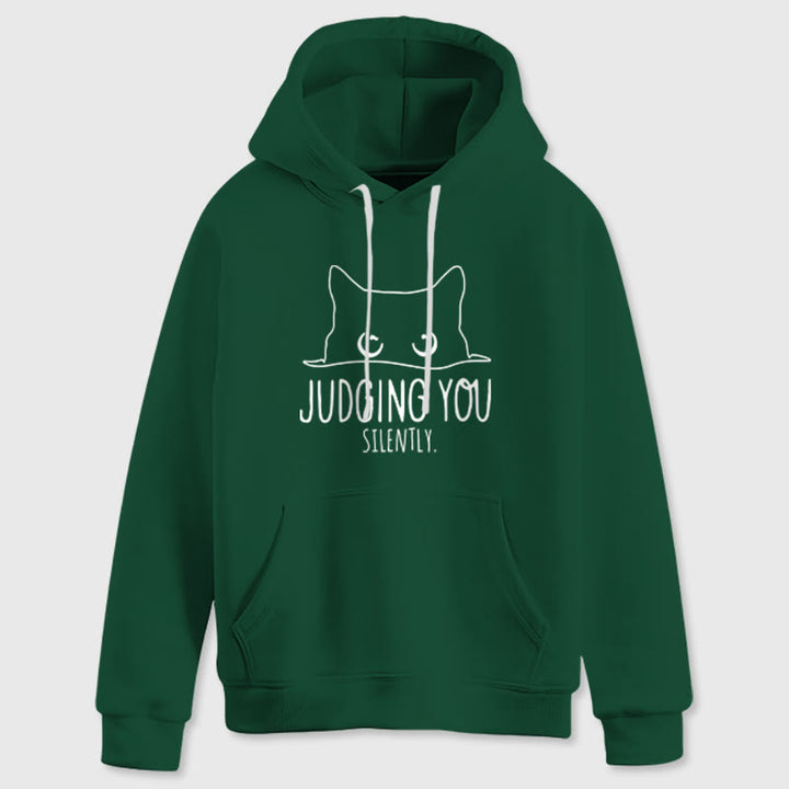 Olivenorma JUDGING YOU SILENTLY Felpe con cappuccio larghe da donna e uomo con gattino carino - image 17