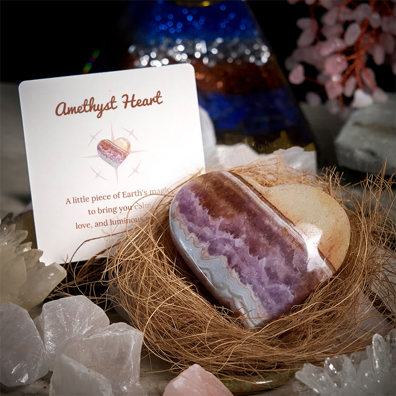 Decorazione con pietra preziosa curativa naturale magica della Terra, cuore di ametista Olivenorma - image 1