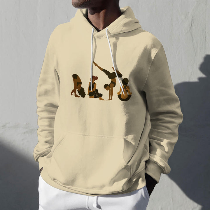 Olivenorma Felpa con cappuccio unisex in pile per yoga, allenamento e meditazione, con stampa di pose da donna nera - image 2