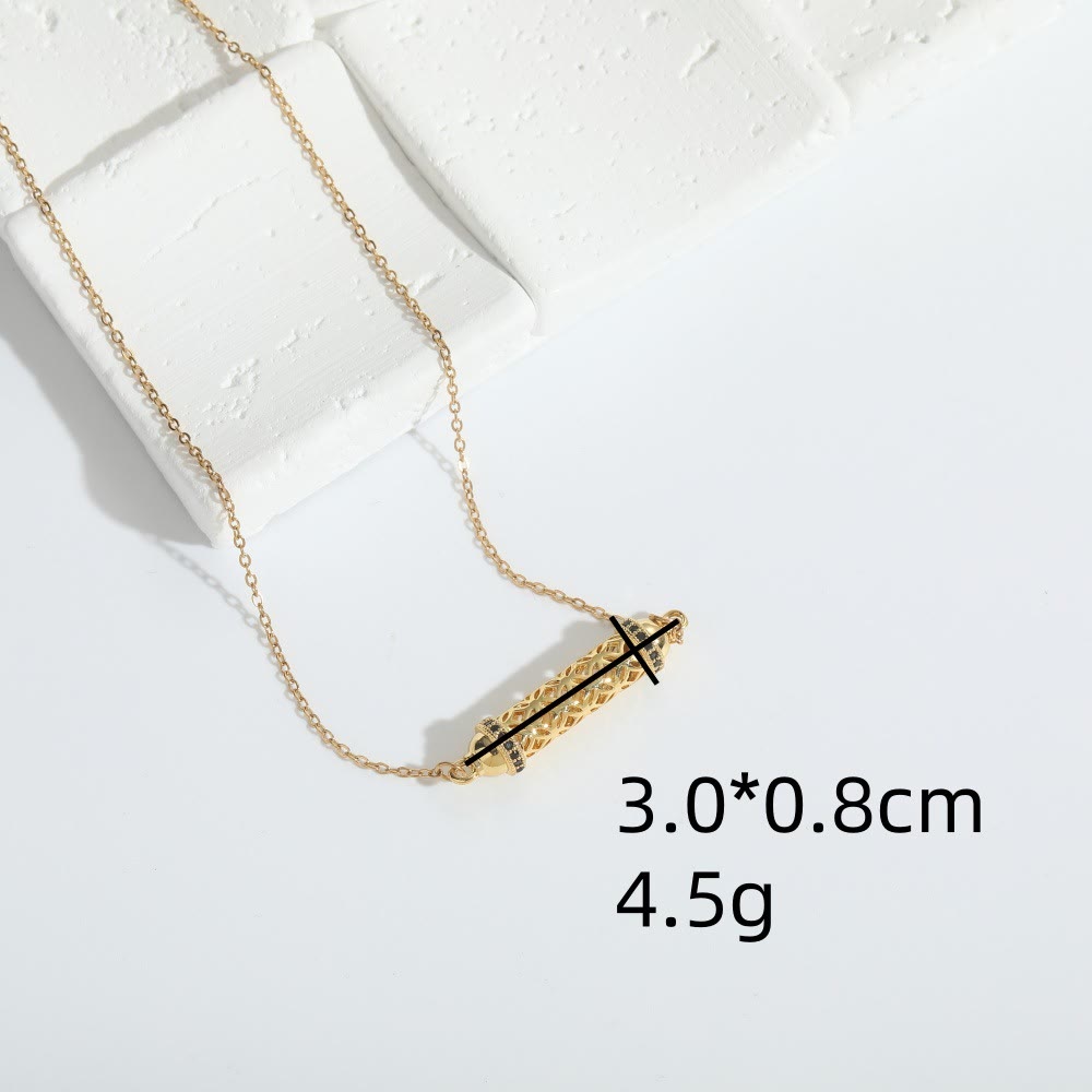 Collana girocollo vintage Olivenorma con tubo cavo e zirconi - image 2