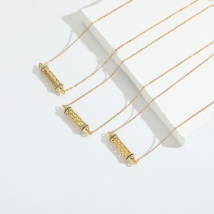 Collana girocollo vintage Olivenorma con tubo cavo e zirconi - image 11