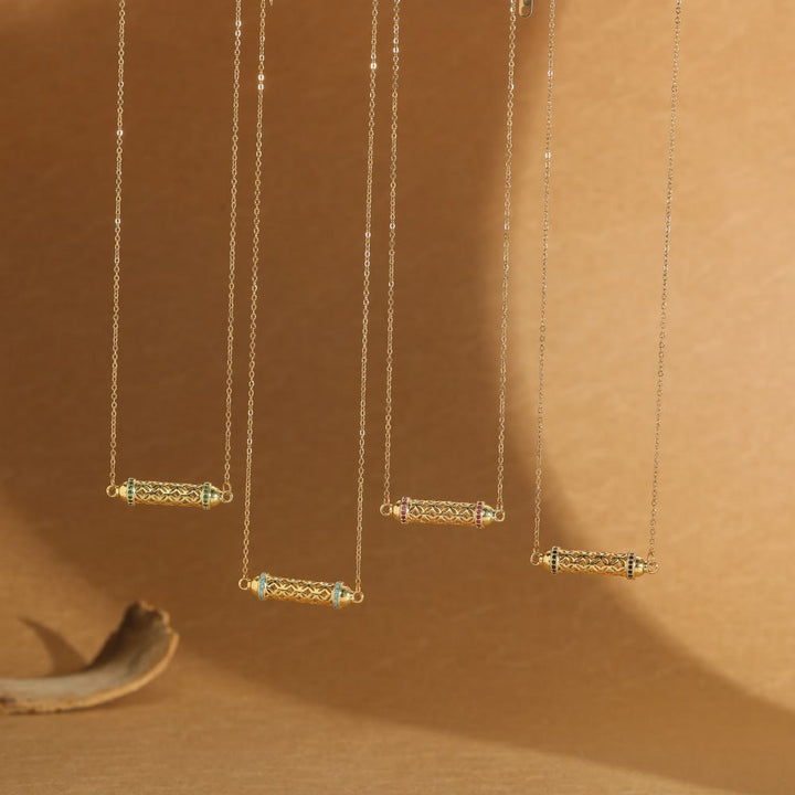 Collana girocollo vintage Olivenorma con tubo cavo e zirconi - image 0