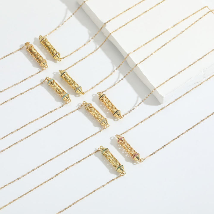 Collana girocollo vintage Olivenorma con tubo cavo e zirconi - image 12