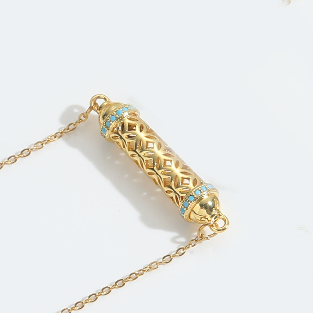 Collana girocollo vintage Olivenorma con tubo cavo e zirconi - Blu - image 7