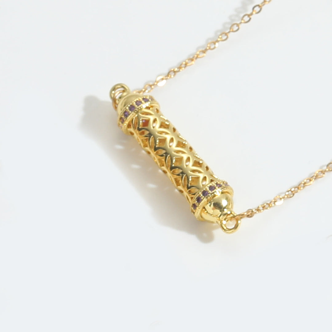 Collana girocollo vintage Olivenorma con tubo cavo e zirconi - Viola - image 3