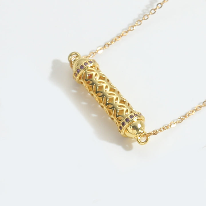 Collana girocollo vintage Olivenorma con tubo cavo e zirconi - Viola - image 3