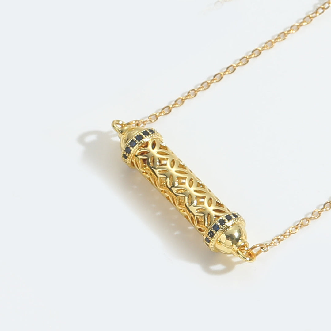 Collana girocollo vintage Olivenorma con tubo cavo e zirconi - Blu notte - image 5