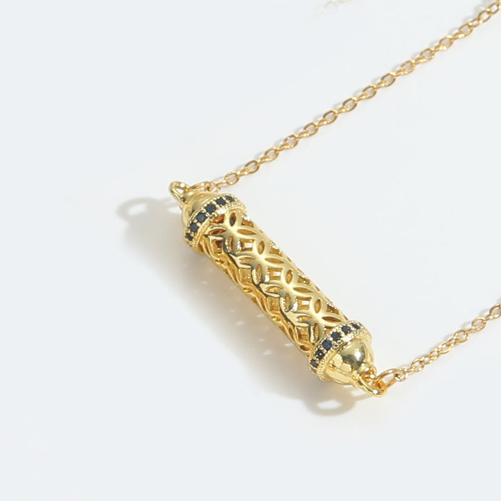 Collana girocollo vintage Olivenorma con tubo cavo e zirconi - Blu notte - image 5