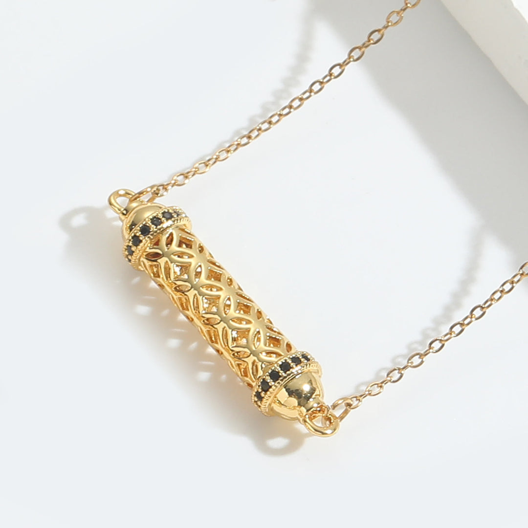 Collana girocollo vintage Olivenorma con tubo cavo e zirconi - Nero - image 1