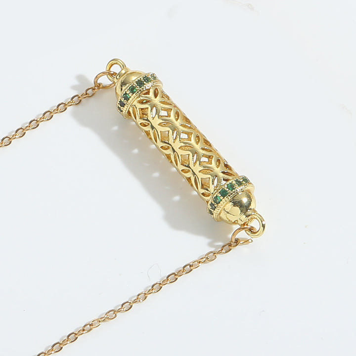 Collana girocollo vintage Olivenorma con tubo cavo e zirconi - Verde - image 6