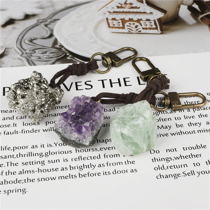 Portachiavi con ciondolo in pietra preziosa di cristallo grezzo naturale Olivenorma - image 19