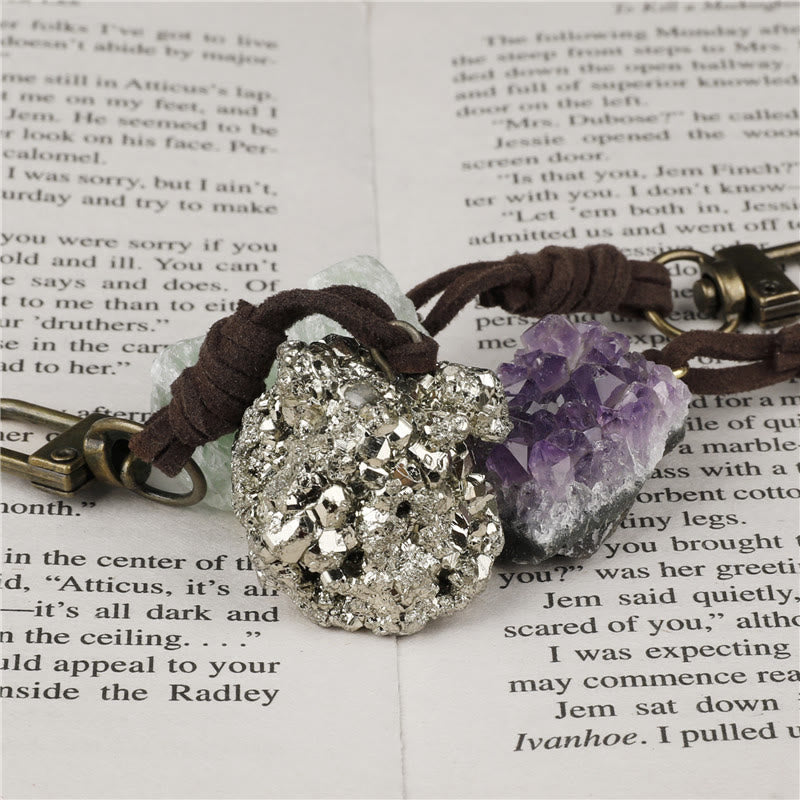 Portachiavi con ciondolo in pietra preziosa di cristallo grezzo naturale Olivenorma - image 21