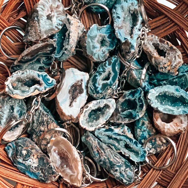 Olivenorma Natural - Portachiavi in ​​geode di agata sagomata - Agata muschiata - image 5