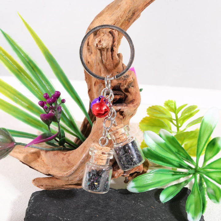 Portachiavi con campanellini in mini bottiglia di vetro con schegge di cristallo naturale Olivenorma - Pietra mista - image 16