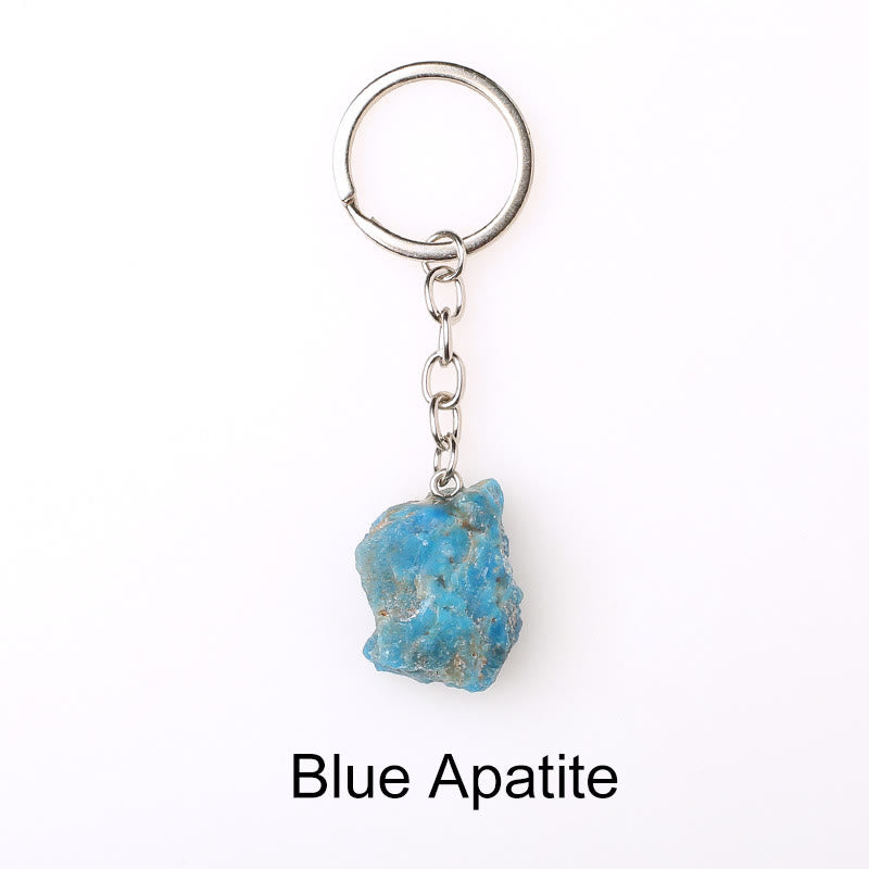 Olivenorma Portachiavi unico in cristallo grezzo con pietra preziosa grezza - Apatite blu - image 43