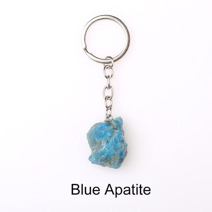 Olivenorma Portachiavi unico in cristallo grezzo con pietra preziosa grezza - Apatite blu - image 43