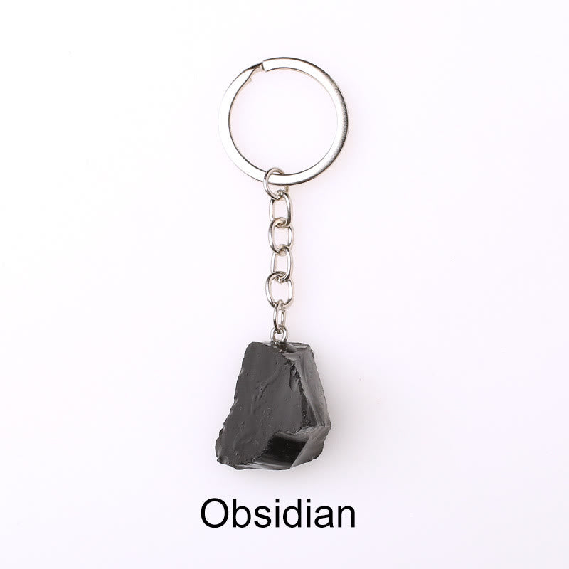 Olivenorma Portachiavi unico in cristallo grezzo con pietra preziosa grezza - Ossidiana - image 34