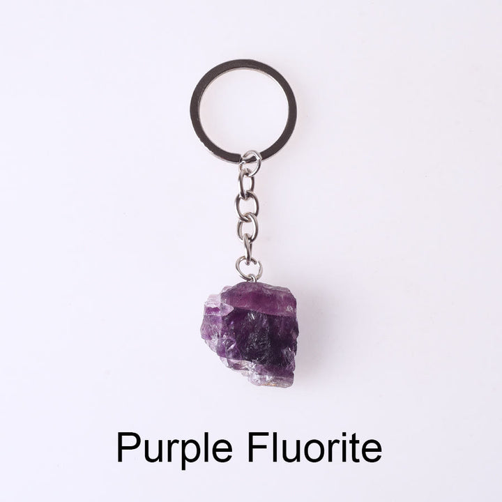 Olivenorma Portachiavi unico in cristallo grezzo con pietra preziosa grezza - Fluorite viola - image 65