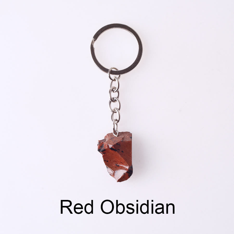 Olivenorma Portachiavi unico in cristallo grezzo con pietra preziosa grezza - Ossidiana rossa - image 73