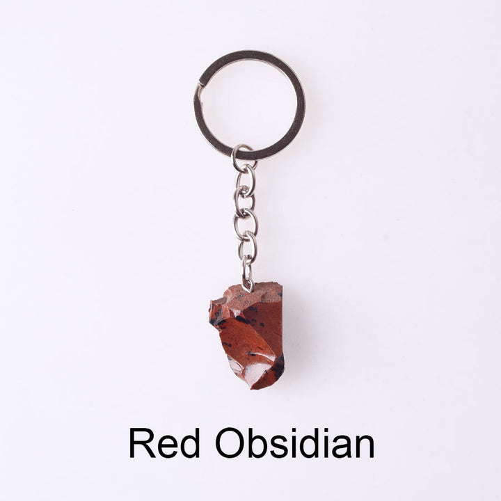 Olivenorma Portachiavi unico in cristallo grezzo con pietra preziosa grezza - Ossidiana rossa - image 73