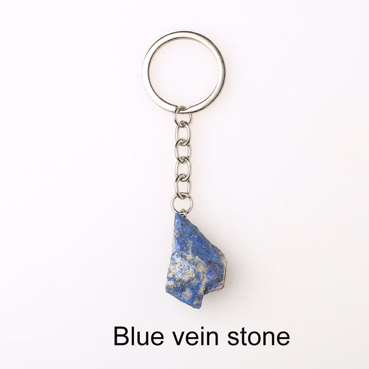 Olivenorma Portachiavi unico in cristallo grezzo con pietra preziosa grezza - Pietra venata blu - image 63