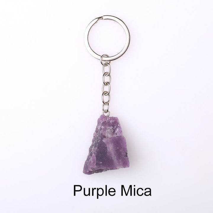 Olivenorma Portachiavi unico in cristallo grezzo con pietra preziosa grezza - Mica viola - image 50