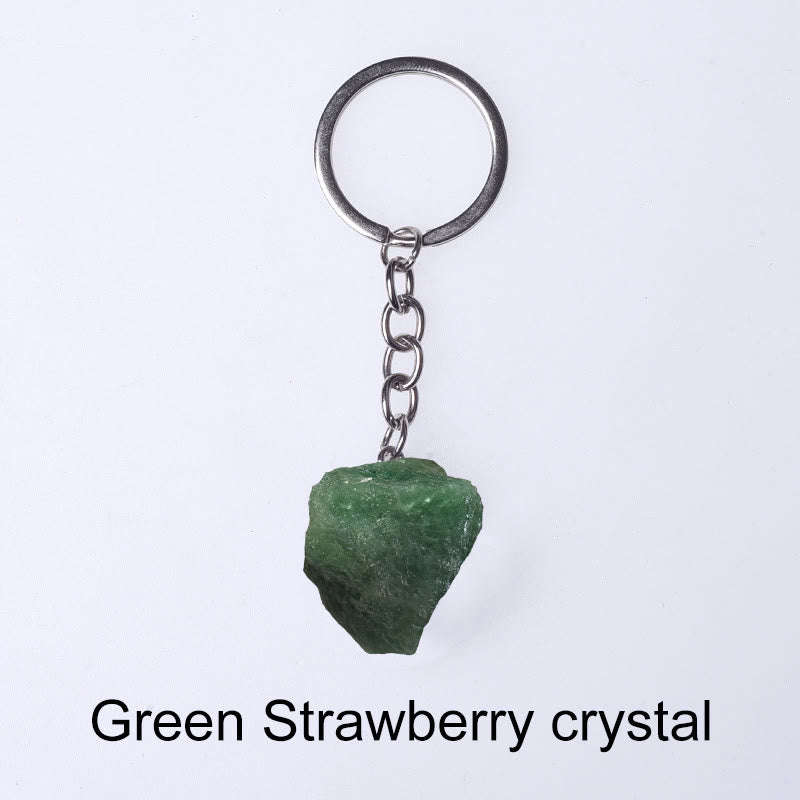 Olivenorma Portachiavi unico in cristallo grezzo con pietra preziosa grezza - Cristallo di fragola verde - image 71
