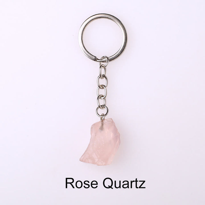Olivenorma Portachiavi unico in cristallo grezzo con pietra preziosa grezza - Quarzo rosa - image 6