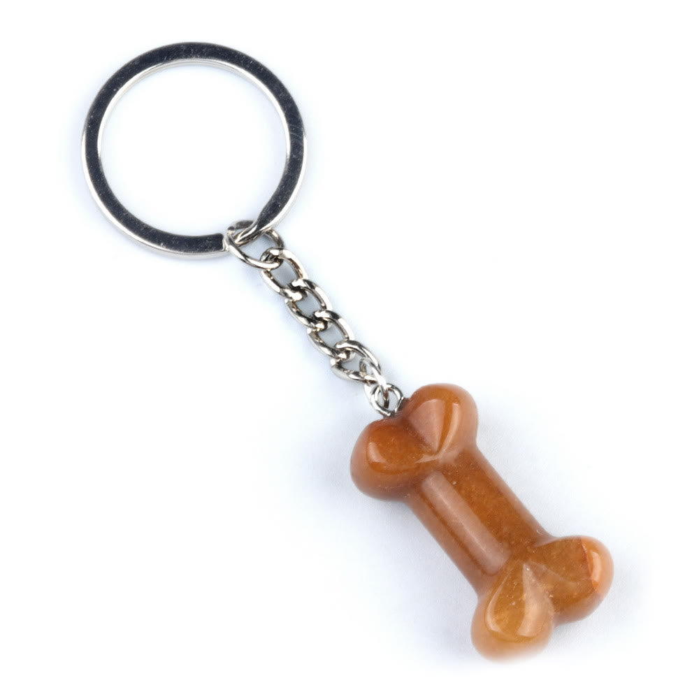 Olivenorma Portachiavi a forma di osso in cristallo naturale dai colori vivaci - Giada gialla - image 26