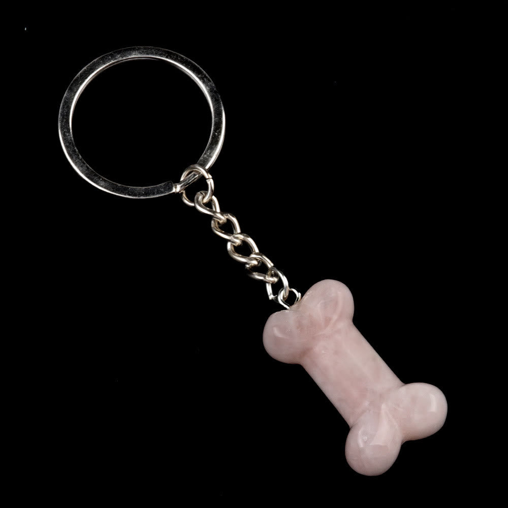 Olivenorma Portachiavi a forma di osso in cristallo naturale dai colori vivaci - Quarzo rosa - image 34