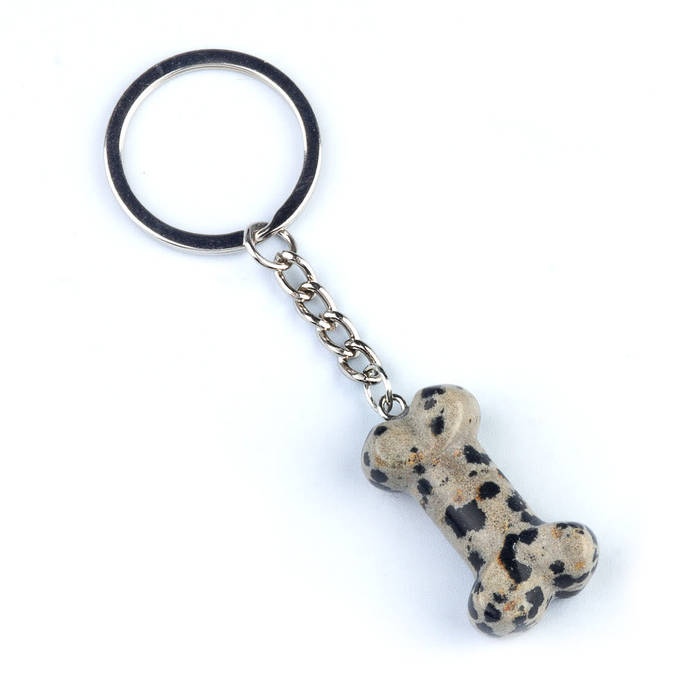 Olivenorma Portachiavi a forma di osso in cristallo naturale dai colori vivaci - dalmata - image 13