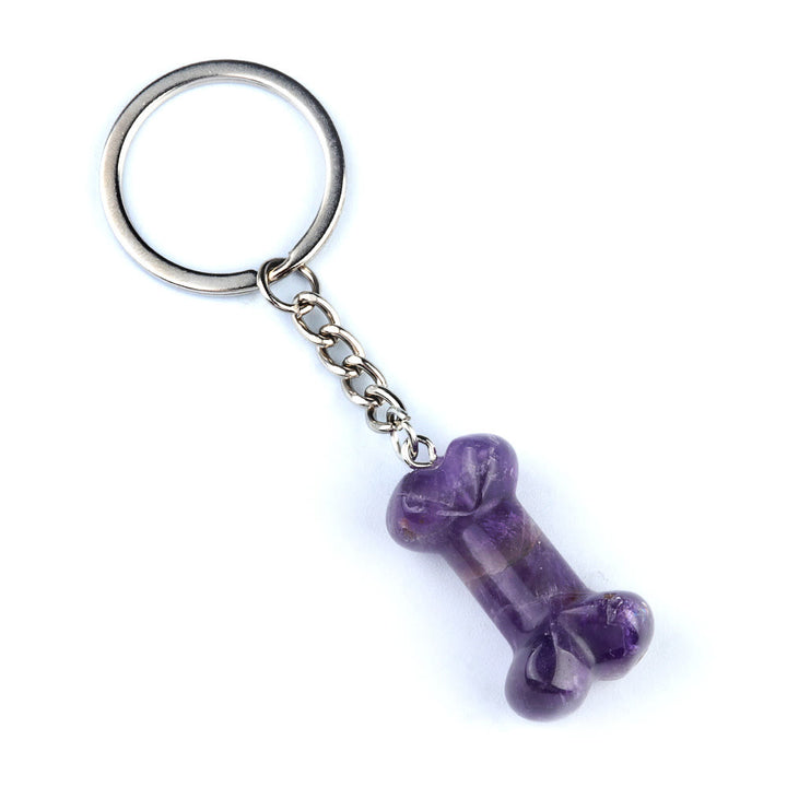 Olivenorma Portachiavi a forma di osso in cristallo naturale dai colori vivaci - Ametista - image 32