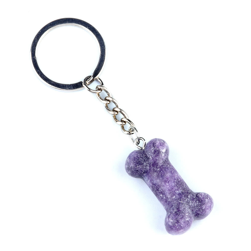 Olivenorma Portachiavi a forma di osso in cristallo naturale dai colori vivaci - Lepidolite - image 41