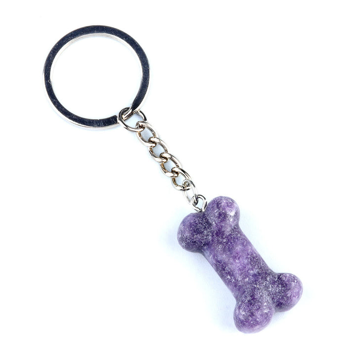 Olivenorma Portachiavi a forma di osso in cristallo naturale dai colori vivaci - Lepidolite - image 41