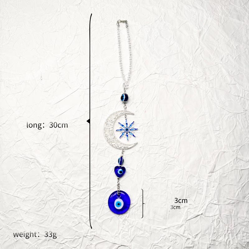 Portachiavi con malocchio a tema celeste Olivenorma con luna, sole e cuore - image 7